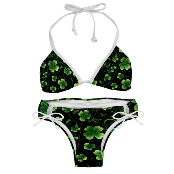 Saint Patrick's Day Women's Swimwear Bikini Set with Detachable Sponge and Adjustable Strap - Two-Pack, Beach Vacation-ready