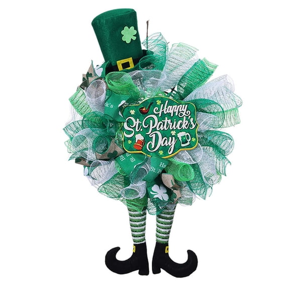 Saint Patrick's Day Wreath, Irish Festival Garlands Door Decorations, Ribbons Hanging Pendant Props for Home Decor and Festive Celebrations