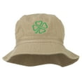 thumbnail image 1 of Saint Patrick's Four Leaf Clover Embroidered Bucket Hat - Khaki OSFM, 1 of 5