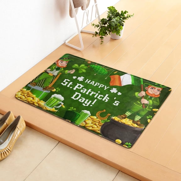 Saint Patricks Day Absorbent Bath Mat Bedroom Shamrock Slip Rug 40X60Cm K