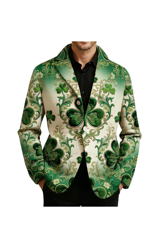 Saint Patricks Day Corduroy Striped Casual Sport Coat For Holiday Party And Wedding