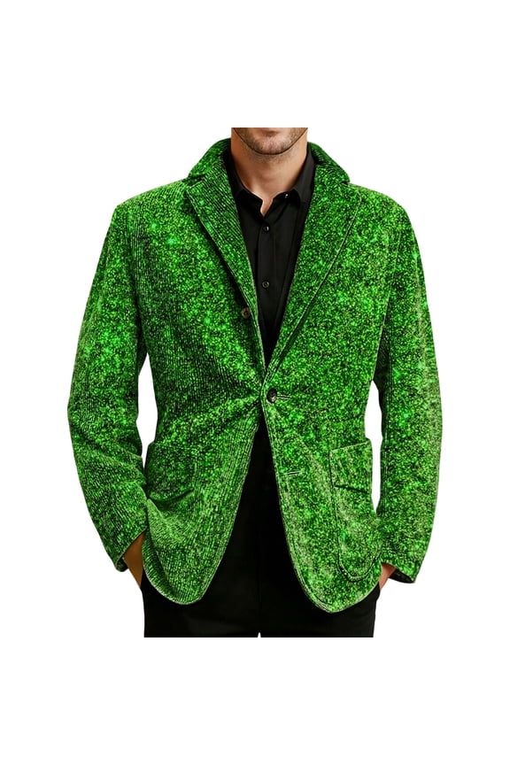 Saint Patricks Day Corduroy Striped Casual Sport Coat For Holiday Party And Wedding