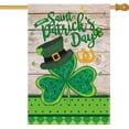 thumbnail image 1 of Saint Patricks Day House Flag 28 x 40 Inch Lucky Shamrock Clovers Green Hat Decorative Double Sided Burlap Flag for Farmhouse Yard Outdoor Holiday Decor, 1 of 5