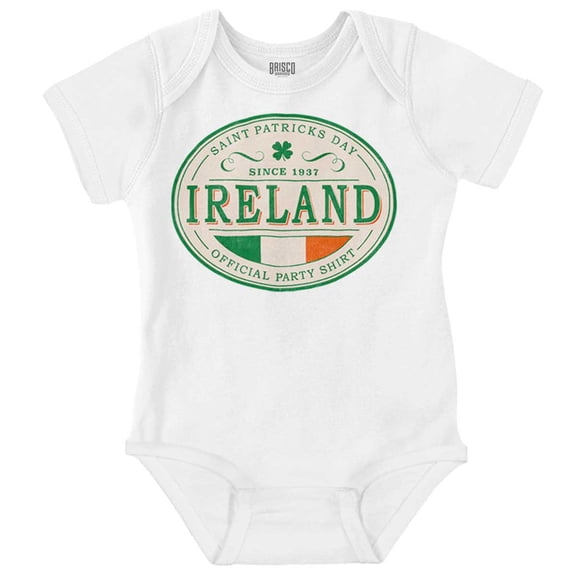 Saint Patricks Day Ireland Flag Party Romper Boys or Girls Infant Baby Brisco Brands 18M