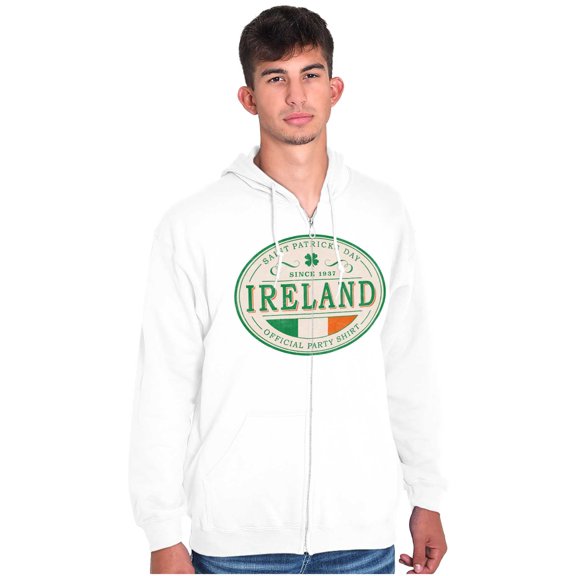 Saint Patricks Day Ireland Flag Party Unisex Fleece Graphic Zip Up Hoodie Brisco Brands 2X