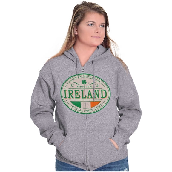 Saint Patricks Day Ireland Flag Party Zip Up Hoodie Men's Women's Brisco Brands X