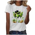 thumbnail image 1 of Saint Patricks Day Outfit Women Clover Shamrock Four Leaf T-Shirt Short Sleeve Round Neck Shirts Cute Going Out Summer Tops, 1 of 5