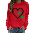 thumbnail image 1 of Saint Patricks Day Outfit Women Clover Shamrock Shirt Heart Print Crew Neck Sweatshirt Long Sleeve Irish Tops St Patricks Day Shirts, 1 of 7