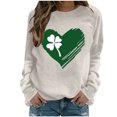 thumbnail image 1 of Saint Patricks Day Outfit Women Clover Shamrock Shirt Heart Print Crew Neck Sweatshirt Long Sleeve Irish Tops St Patricks Day Shirts, 1 of 7