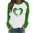 thumbnail image 1 of Saint Patricks Day Outfit Women Green Raglan Shirt Long Sleeve Shamrock Heart Print Shirts Crewneck Pullover Tops Irish Sweatshirt, 1 of 5