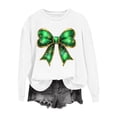 thumbnail image 1 of Saint Patricks Day Outfit Women Green Ribbon Bow Shirts Casual Long Sleeve Sweatshirt Crew Neck Pullover Tops Irish Shirts for Women, 1 of 4