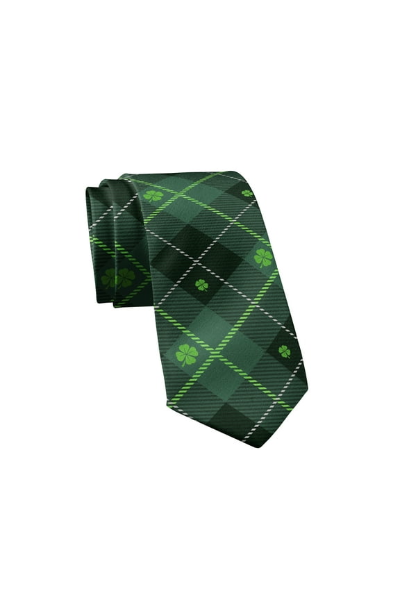 Saint Patricks Day Plaid Tie Funny Ties for Men St Patricks Ties Mens Novelty Neckties Green Argyle Tie