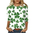 thumbnail image 1 of Saint Patricks Day Shirt Women Casual Round Neck Tshirts Shamrock Graphic Tees 3/4 Sleeve Loose Fit Blouse Festival Tops, 1 of 5
