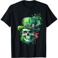 thumbnail image 1 of Saint Patricks Day Skull Pirate Green Men T-Shirt, 1 of 7