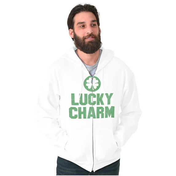 Saint Patricks Lucky Charm Shamrock Unisex Fleece Graphic Zip Up Hoodie Brisco Brands 5X