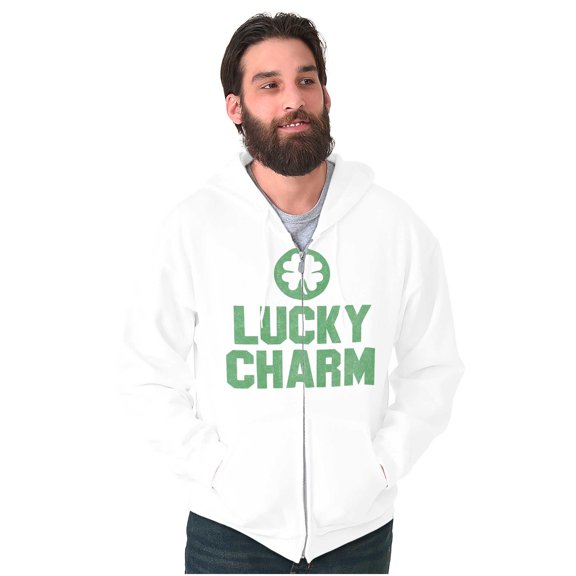 Saint Patricks Lucky Charm Shamrock Unisex Fleece Graphic Zip Up Hoodie Brisco Brands 4X