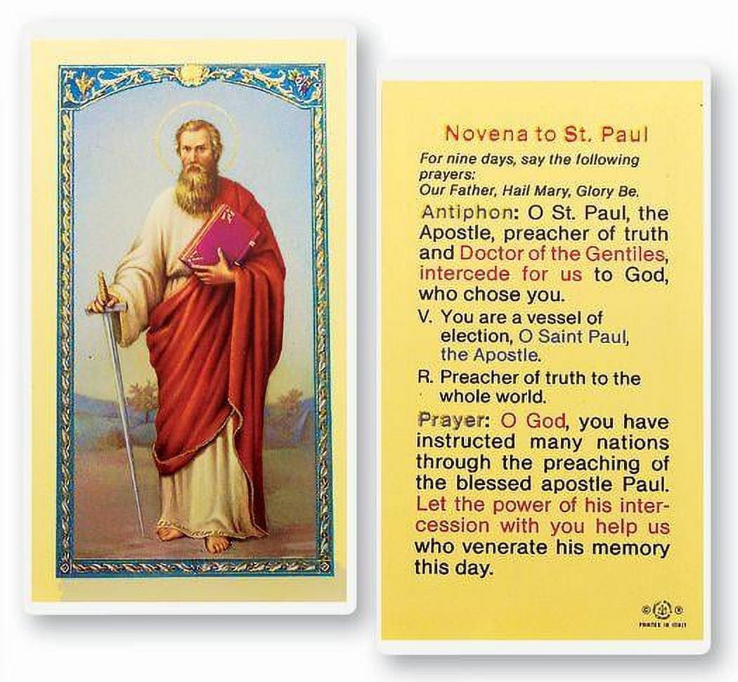 Saint Paul Novena Laminated Catholic Prayer Holy Card with Prayer on ...