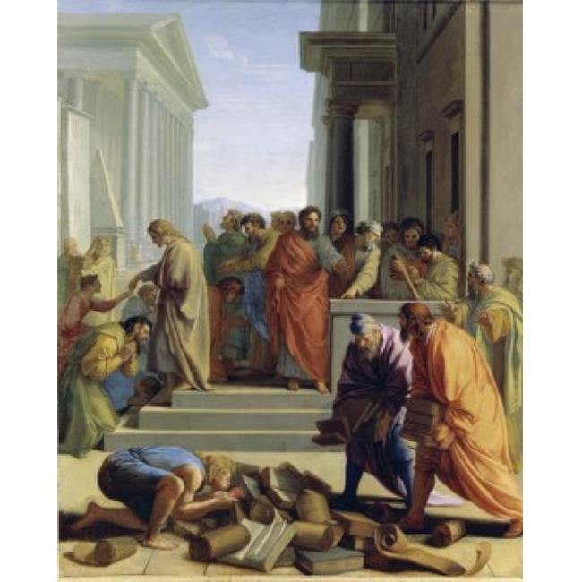 Saint Paul Preaching in Ephesus 1649 Eustache Le Sueur 1617-1655 French Oil on Wood Panel Musee Du Louvre Poster Print - 18 x 24 in.