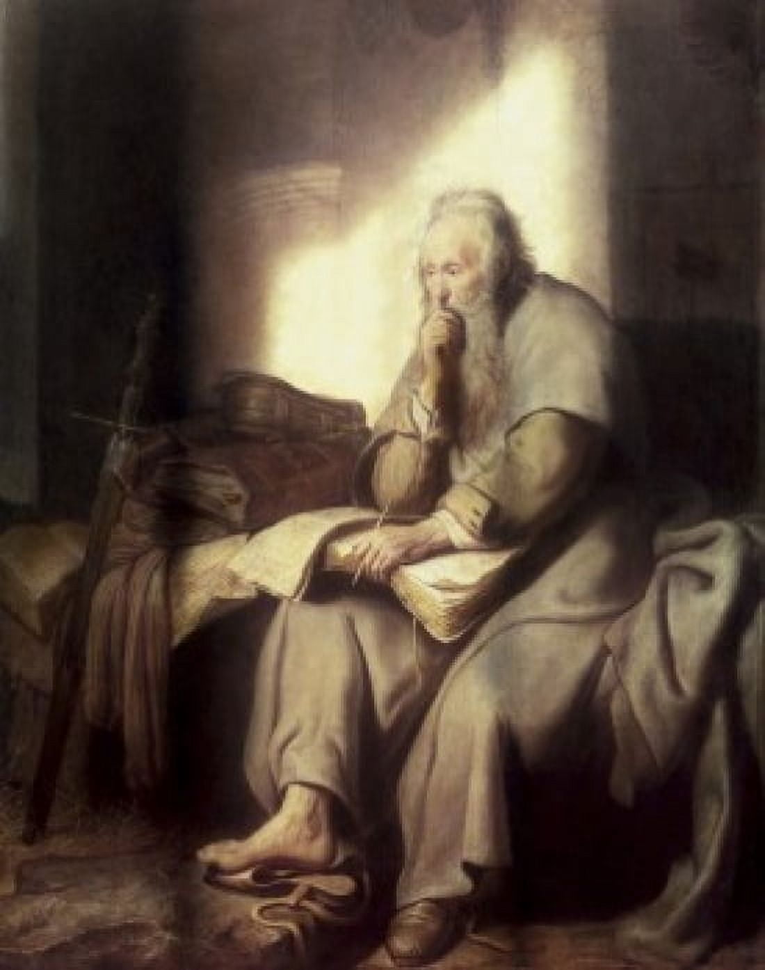 Saint Paul in Prison 1627 Rembrandt Harmensz van Rijn (1606-1669 Dutch) Oil on panel Staatsgalerie Stuttgart Germany Canvas Art - Rembrandt Harmensz van Rijn (24 x 36)