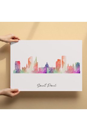 Saint Paul Skyline Canvas Wall Art 8x12 inch – Saint Paul Skyline Watercolor Canvas Wall Art – Minimalist Travel Inspired Home Decor