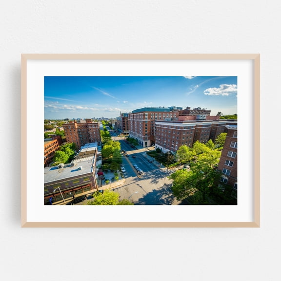 Saint Paul Street - Baltimore Maryland Photography City Architecture Skyline Street Photography Travel Poster Scenic Oak Framed Wall Art Print 5 x 7 inches