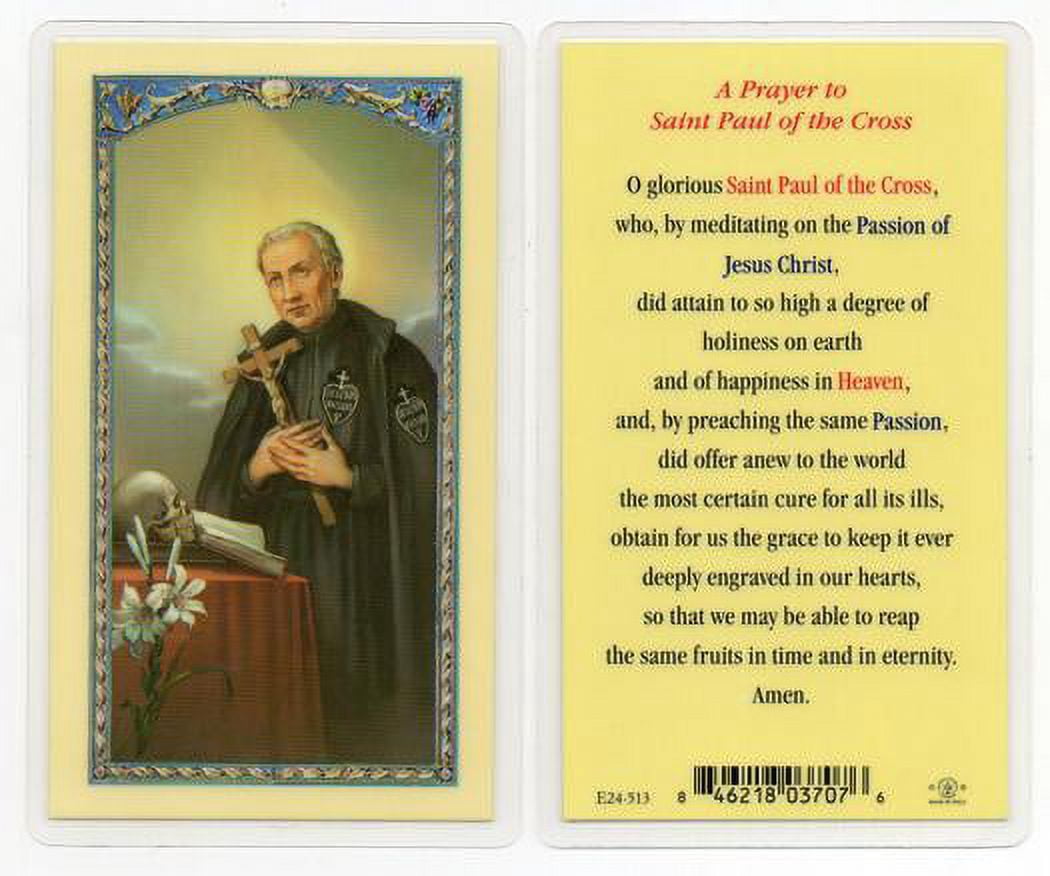 Saint Paul of the Cross Laminated Catholic Prayer Holy Card with Prayer ...