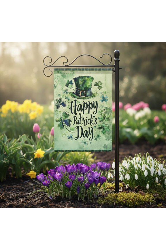 Saint Paula St. Patrick's Day Garden Flag 12x18 Inch, Green Lucky Shamrock Irish Yard Flag Double Sided, Small Vertical Burlap Outdoor Decor for Home Garden Farmhouse Porch Holiday