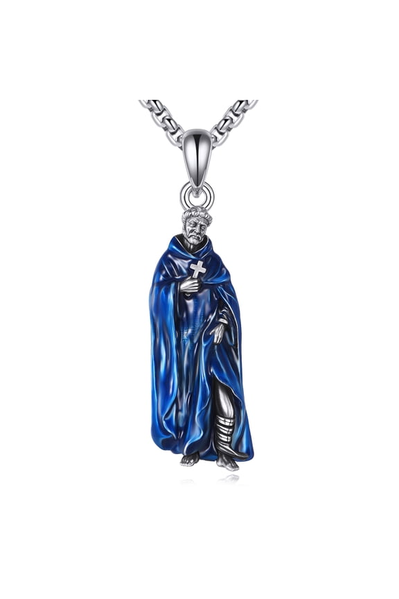 Saint Peregrine Necklace Sterling Silver Religious Protector Pendant St Peregrine Jewelry Gifts for Women Men