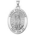 thumbnail image 1 of Saint Peregrine - OVAL - 2/3 X 3/4 Inch Size of Nickel, Solid 14K White Gold, 1 of 1