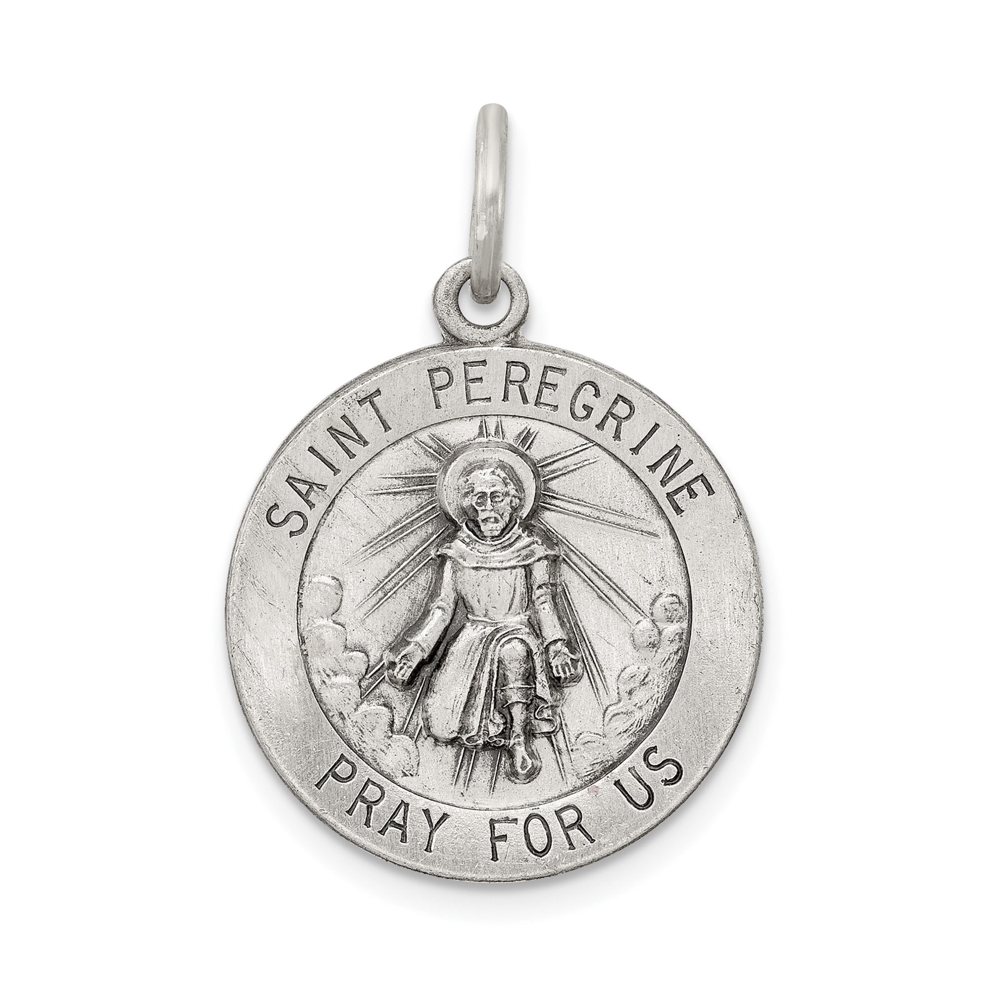 Saint Peregrine Sterling Silver Medal Pendant Necklace for Men and ...
