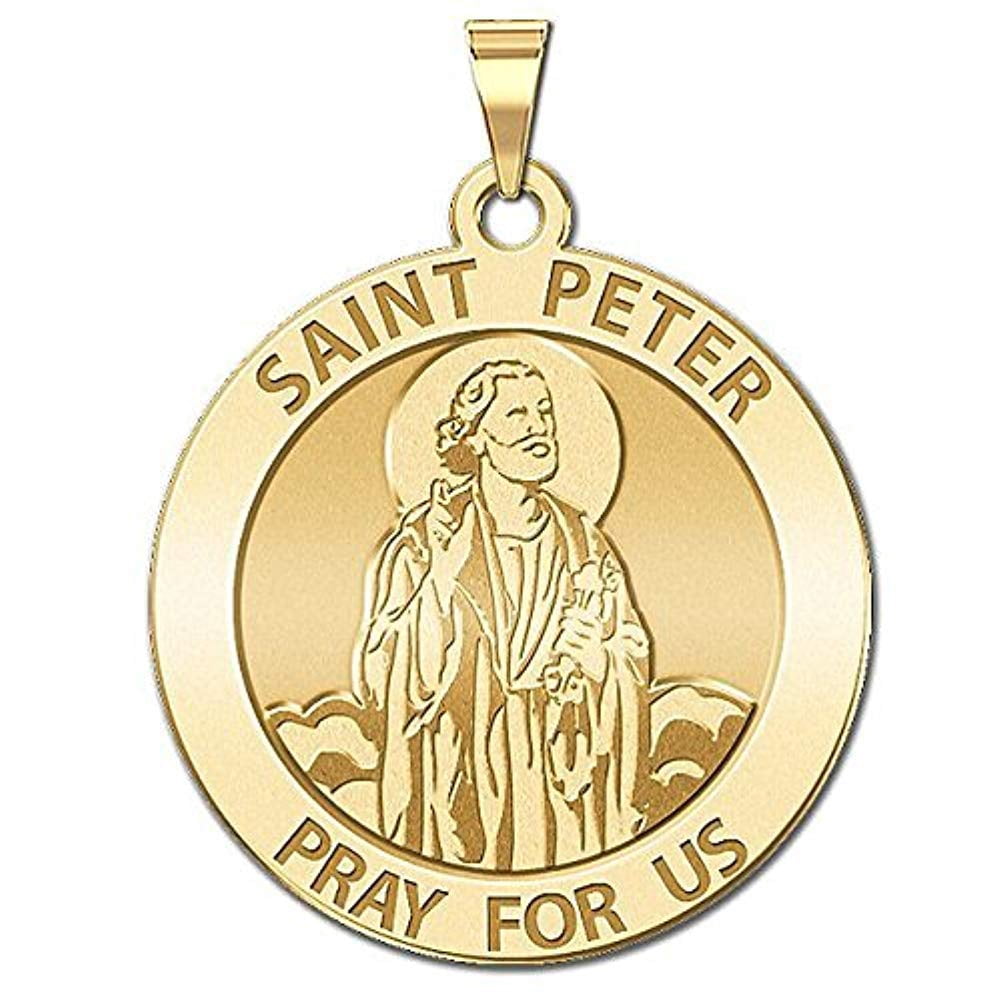 Saint Peter Religious Medal - 1 Inch Size of a Quarter in Solid 14K ...