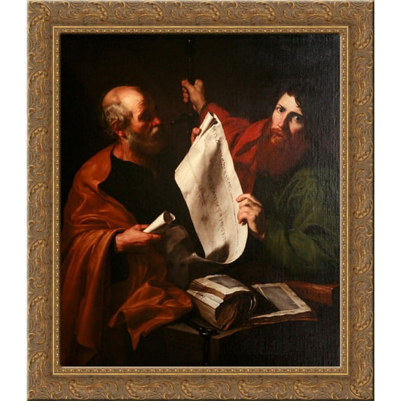 Saint Peter and Saint Paul 20x20 Gold Ornate Wood Framed Canvas Art by Ribera, Jusepe de