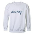 thumbnail image 1 of Saint Peters University Peacocks Script Crewneck Sweatshirt, White - Small, 1 of 1
