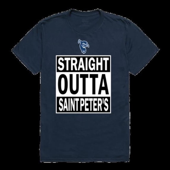 Saint Peters University Peacocks Straight Outta T-Shirt, Navy - Large