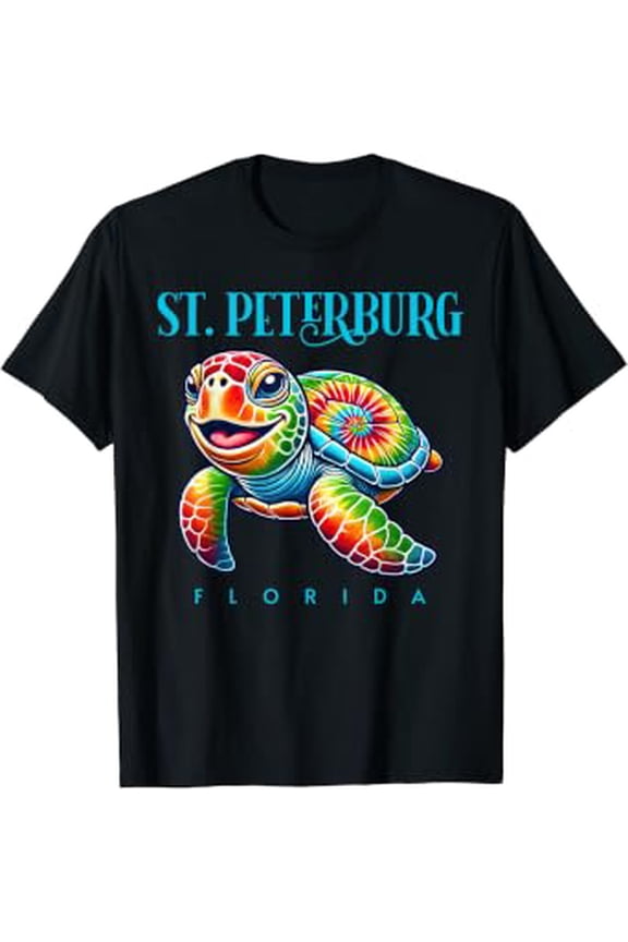 Saint Petersburg Florida Smiling Tie Dye Sea Turtle T-Shirt