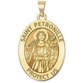 thumbnail image 1 of Saint Petronille Oval Religious Medal - 1/2 X 2/3 Inch Size of Dime, Solid 14K Yellow Gold, 1 of 1