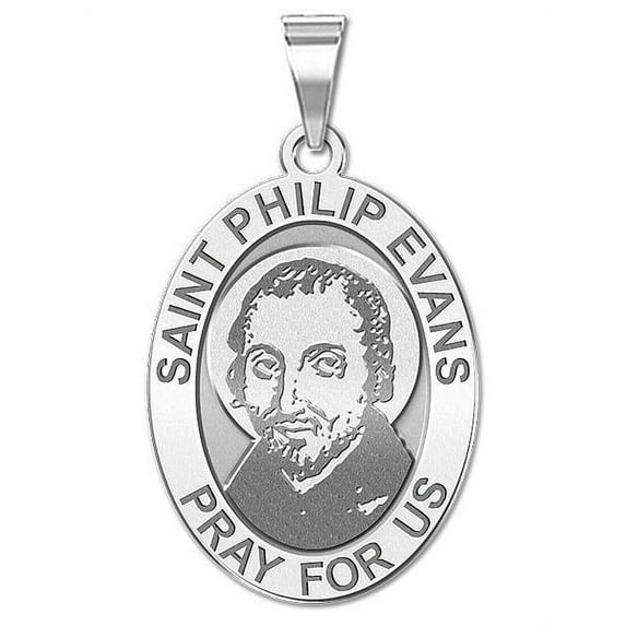 Saint Philip Evans Medal OVAL - 2/3 X 3/4 Inch Size of Nickel, Sterling Silver