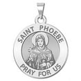 thumbnail image 1 of Saint Phoebe Religious Medal "Round " - 1 Inch Size of a Quarter -Solid 14K White Gold, 1 of 1