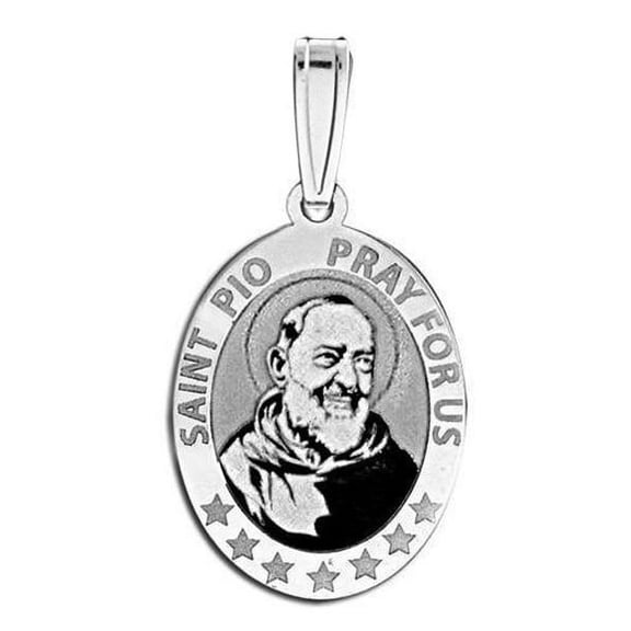 Saint Pio of Pietrelcina - OVAL - 3/4 Inch X 1 Inch in Solid 14K White Gold