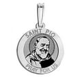 thumbnail image 1 of Saint Pio of Pietrelcina Religious Medal - 3/4 Inch Size of a Nickel -Solid 14K White Gold, 1 of 1