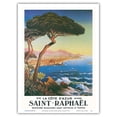 thumbnail image 1 of Saint-Raphaël - La Cote d’Azur - Summer Winter - Vintage Travel Poster by Adelin Charles Morel de Tanguy c.1910 - Master Art Print (Unframed) 9in x 12in, 1 of 4