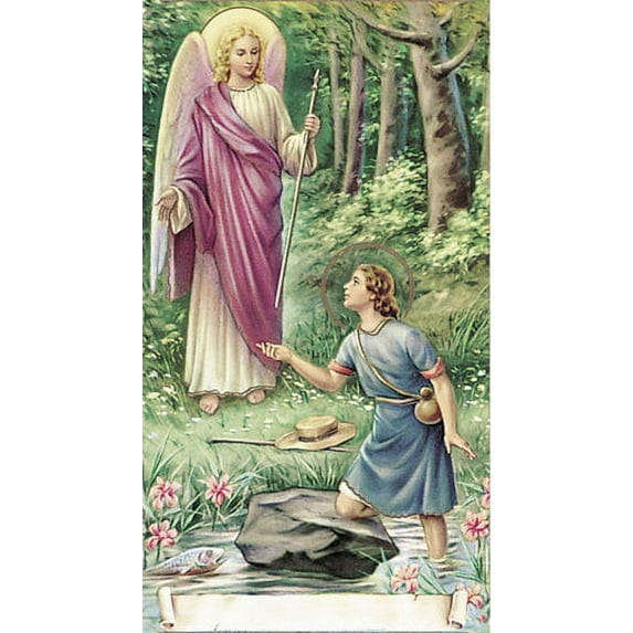 Saint Raphael the Archangel Paper Catholic Prayer Holy Card with Blank Back, Pack of 100
