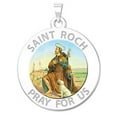 thumbnail image 1 of Saint Roch Religious Medal Color - 3/4 Inch Size of a Nickel -Solid 14K White Gold, 1 of 1