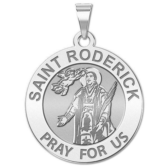 Saint Roderick Religious Medal - 1 Inch Size of a Quarter -Solid 14K White Gold