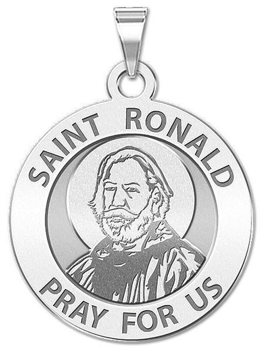 Saint Ronald Religious Medal 3/4 Inch Size of a Nickel Sterling