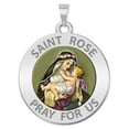 thumbnail image 1 of Saint Rose of Lima Religious Medal Color - 1 Inch Size of a Quarter -Solid 14K White Gold, 1 of 2