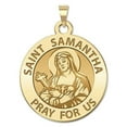 thumbnail image 1 of Saint Samantha Religious Medal - 2/3 Inch Size of Dime, Solid 14K Yellow Gold, 1 of 2