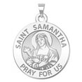 thumbnail image 1 of Saint Samantha Religious Medal - 3/4 Inch Size of a Nickel -Solid 14K White Gold, 1 of 2