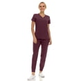thumbnail image 1 of Saint Scrubs Women’s 9-Pocket Medical Scrub Set – V-Neck Stretch Top & 7-Pocket Jogger Pants, Lightweight, Easy Care Uniforms for Nurses & Healthcare, Plum, Large, 1 of 4