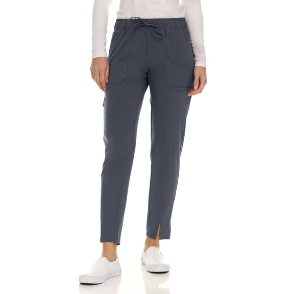 Saint Scrubs Women's Straight Leg Pants – 7 Pockets, Moisture-Wicking, Anti-Wrinkle, Tapered Fit Uniform Bottoms, Pewter 2X